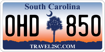 SC license plate OHD850