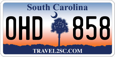 SC license plate OHD858