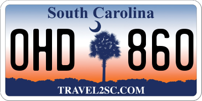 SC license plate OHD860