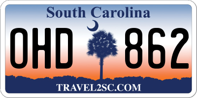 SC license plate OHD862