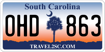 SC license plate OHD863