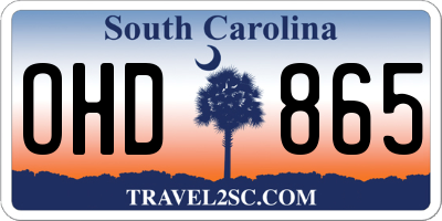 SC license plate OHD865