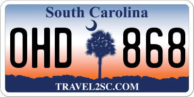 SC license plate OHD868
