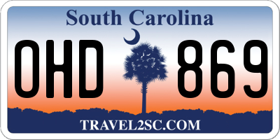 SC license plate OHD869
