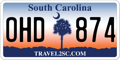 SC license plate OHD874