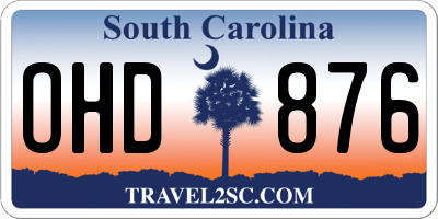 SC license plate OHD876