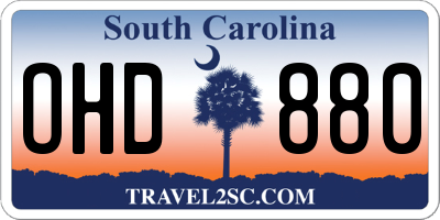 SC license plate OHD880