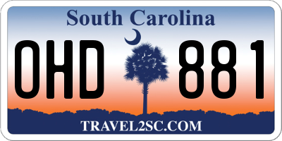 SC license plate OHD881