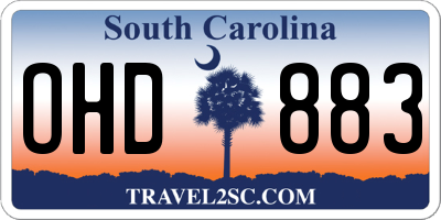 SC license plate OHD883