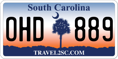 SC license plate OHD889