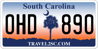 SC license plate OHD890
