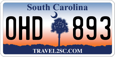 SC license plate OHD893