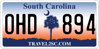 SC license plate OHD894