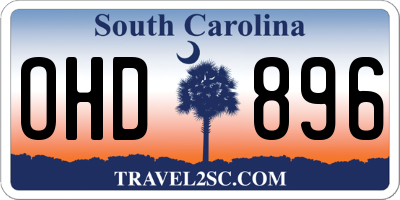 SC license plate OHD896