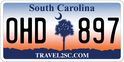 SC license plate OHD897