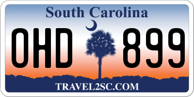 SC license plate OHD899