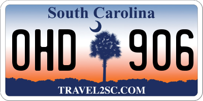 SC license plate OHD906