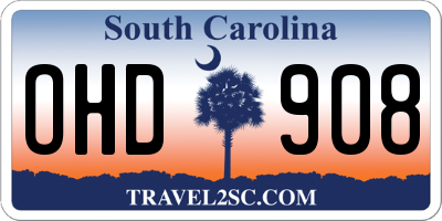 SC license plate OHD908