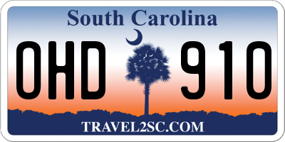 SC license plate OHD910