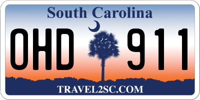 SC license plate OHD911