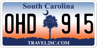 SC license plate OHD915