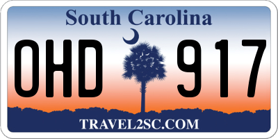 SC license plate OHD917