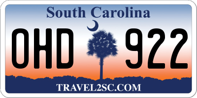 SC license plate OHD922
