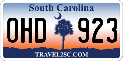 SC license plate OHD923