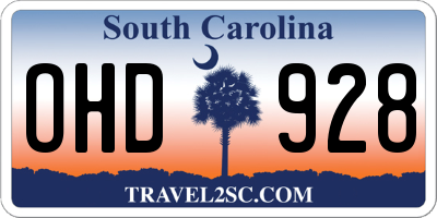 SC license plate OHD928