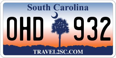 SC license plate OHD932