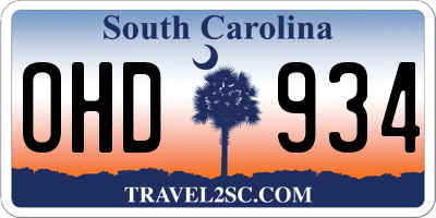 SC license plate OHD934