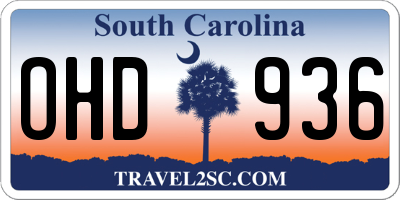 SC license plate OHD936