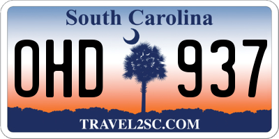 SC license plate OHD937