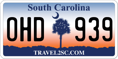 SC license plate OHD939
