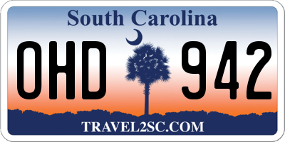 SC license plate OHD942