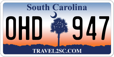 SC license plate OHD947