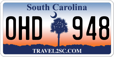 SC license plate OHD948