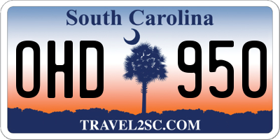SC license plate OHD950