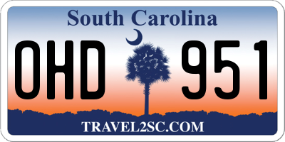 SC license plate OHD951
