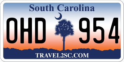 SC license plate OHD954