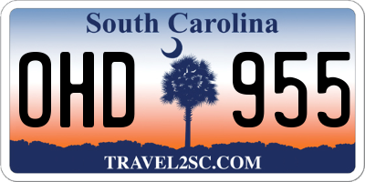 SC license plate OHD955