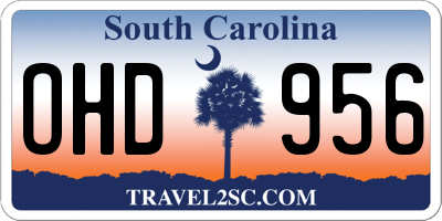 SC license plate OHD956
