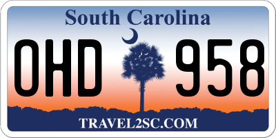 SC license plate OHD958