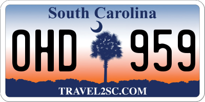SC license plate OHD959