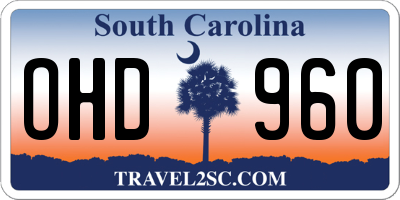 SC license plate OHD960