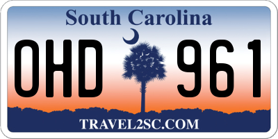SC license plate OHD961