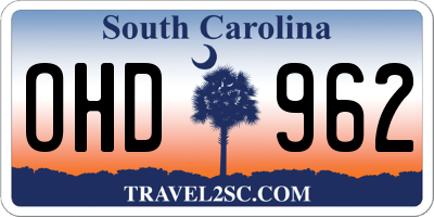 SC license plate OHD962