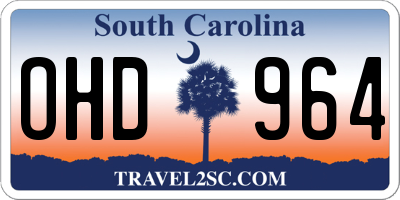 SC license plate OHD964