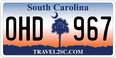 SC license plate OHD967