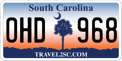 SC license plate OHD968